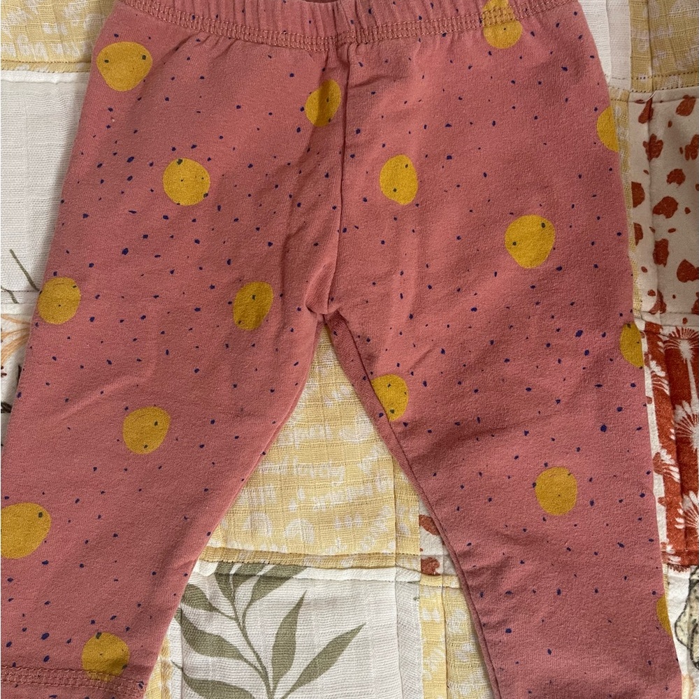 Zara Kids Pink Leggings with Yellow Polka Dots